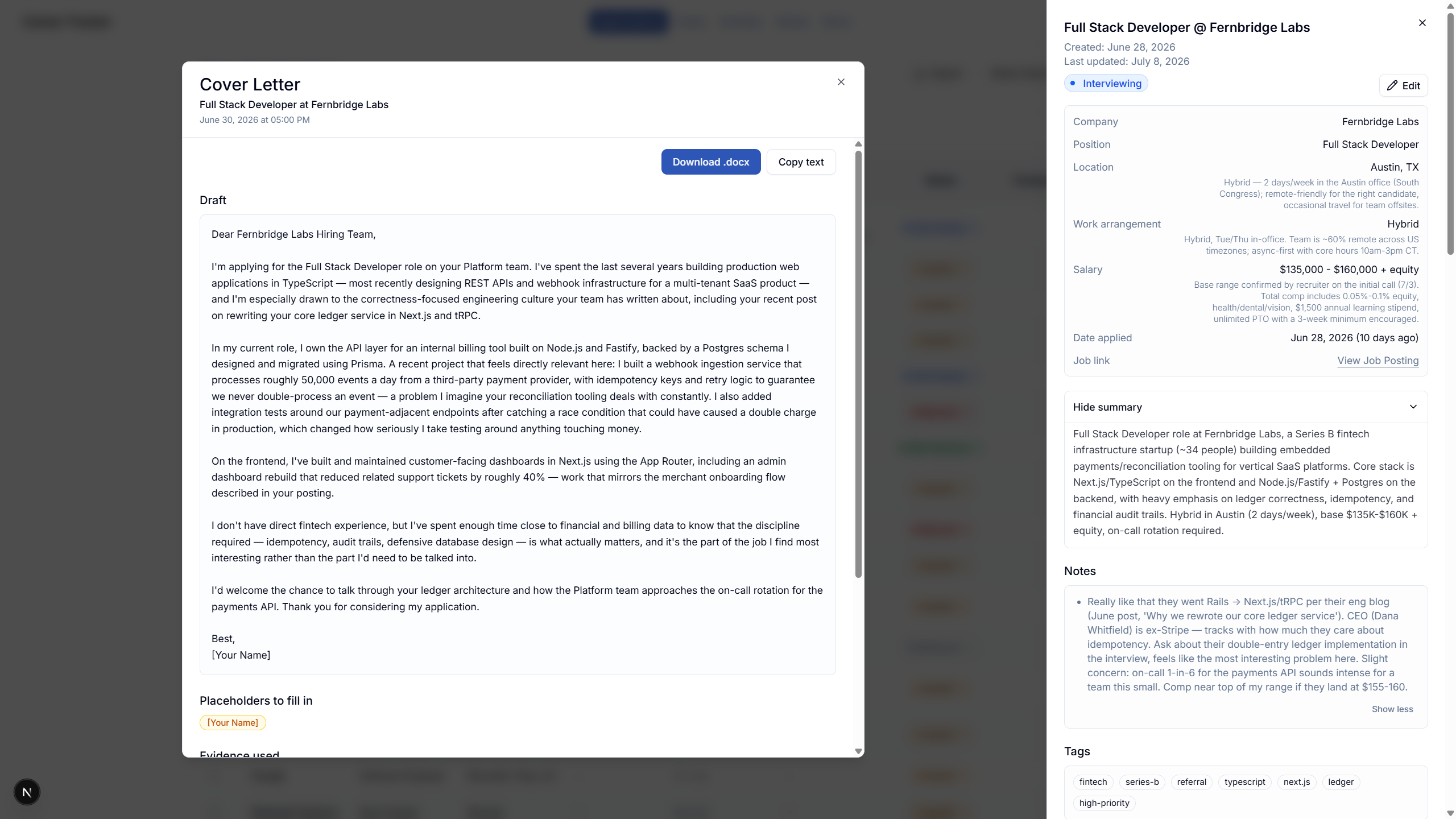 Career-Tracker.ca AI cover letter