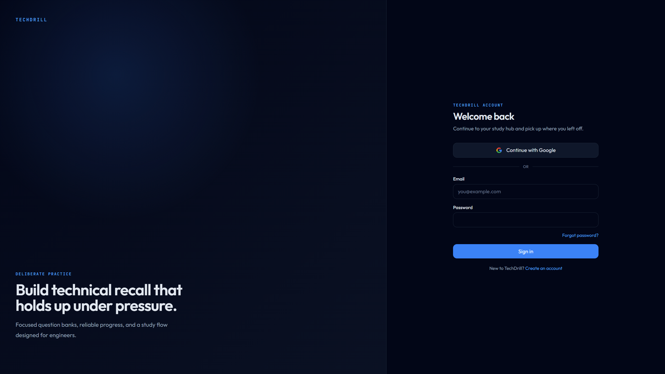 TechDrill login page